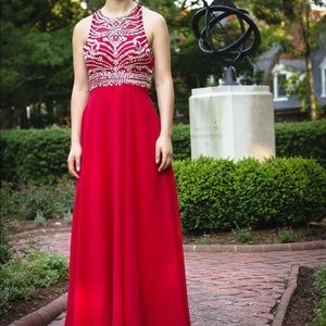 Long red formal dress